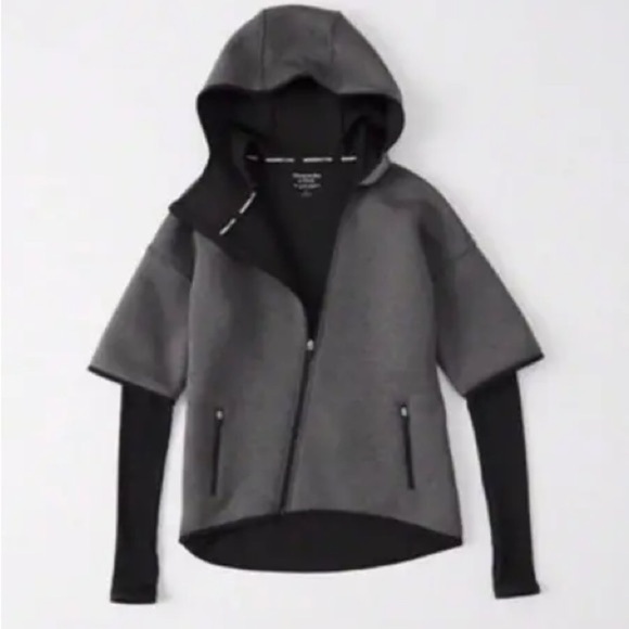 Women’s ABERCROMBIE & FITCH Neoprene activewear zip up hoodie- Size Small - Picture 2 of 11